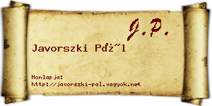 Javorszki Pál névjegykártya